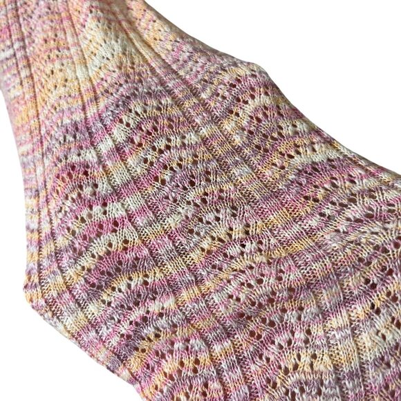 Sundance Cardigan women's M heathered pink orange lace knit - Picture 6 of 8